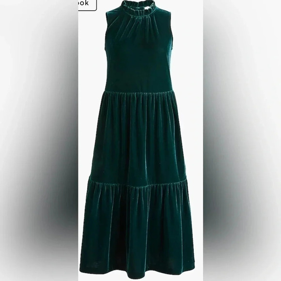 J. Crew Dresses & Skirts - J.Crew Factory Velvet sleeveless midi dress Women’s Size 6 Color Old Forest NWT